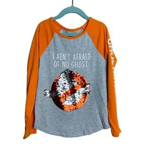 Hybrid Ghostbusters Flip Sequin Raglan Tee Shirt Youth Medium